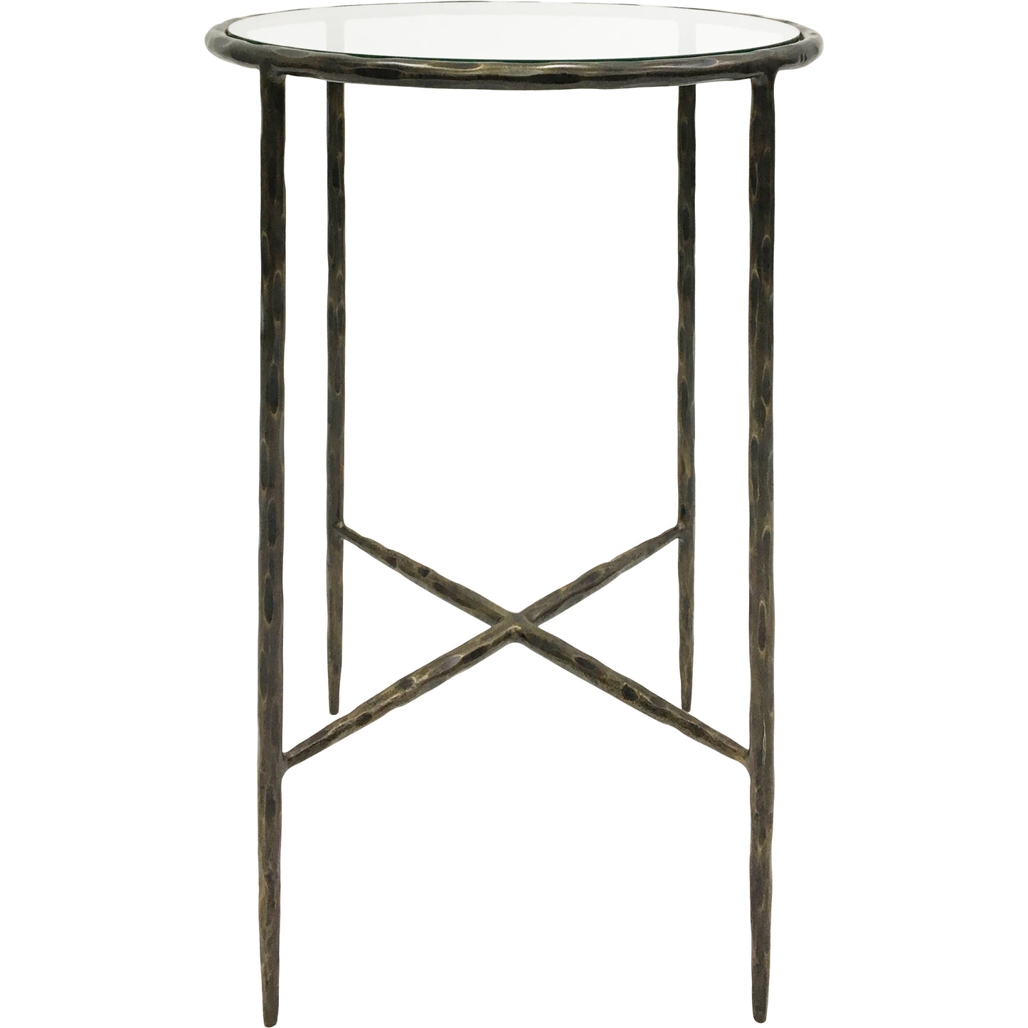 Patterdale Hand Forged Side Table Dark Bronze Finish with Glass Top