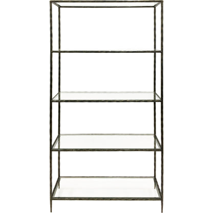 Patterdale Hand Forged Shelving Unit Table Dark Bronze with Glass Shelves