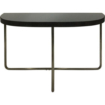 Knightsbridge Half Moon Console Table with Black Tinted Glass