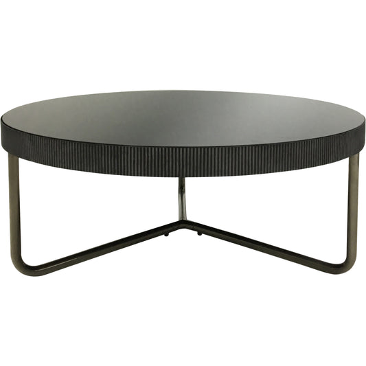 Knightsbridge Round Coffee Table Set of 2 with Black Tinted Glass