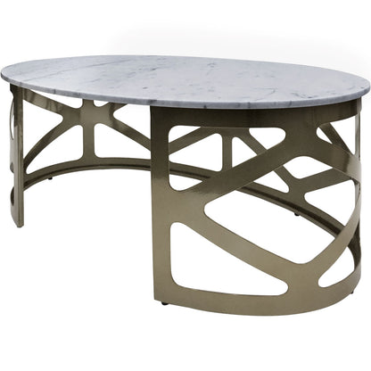 Metropolitan Coffee Table Metallic Black Nickel Finish with Grey Marble