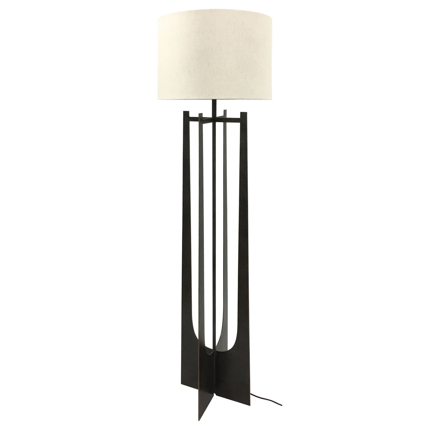 Glenthorpe Hammered Iron Floor Lamp Gilded Oak Finish - E27 60W