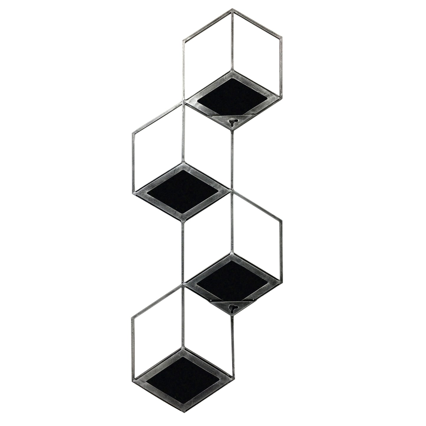 Honeycomb Mirror Set of 4 Brushed Grey Finish