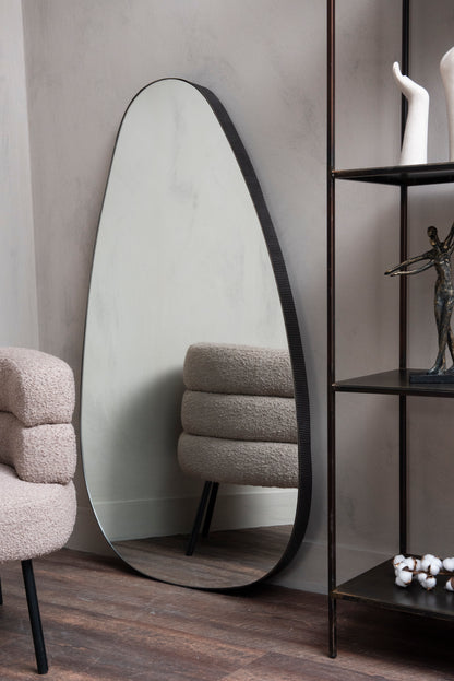 Organic Oversized Metal Framed Mirror Oak Wood Finish