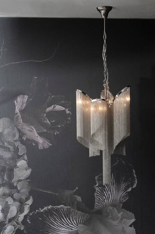 Niagara Silver Chain 6 Bulb Pendant Lamp Small