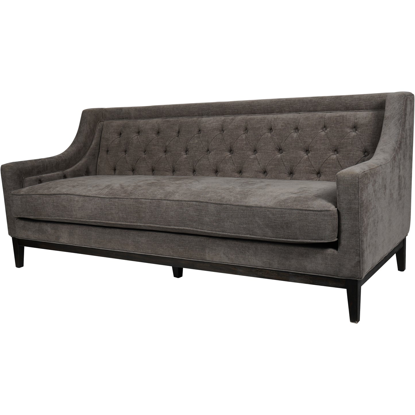 Theodore Buttoned Sofa in Warm Grey Fabric