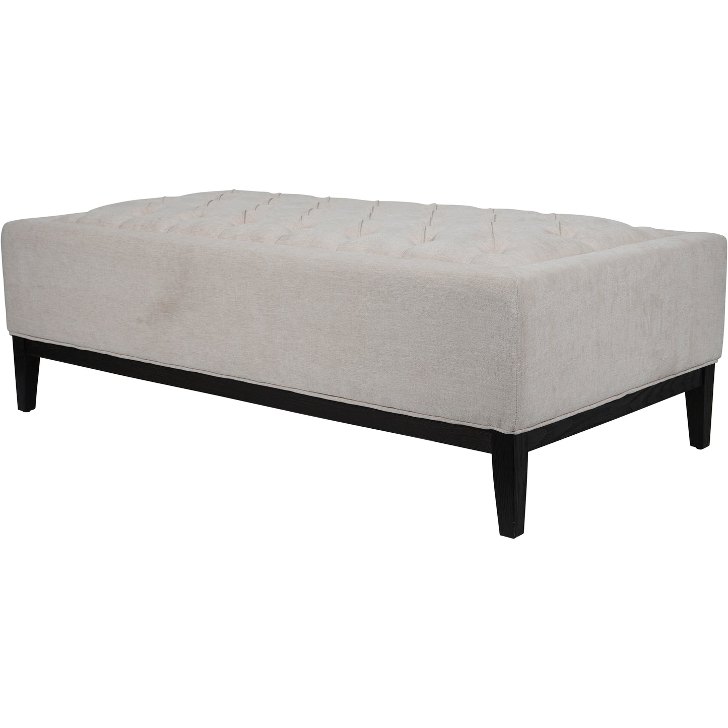 Theodore Buttoned XL Ottoman in Ivory Fabric