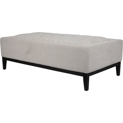 Theodore Buttoned XL Ottoman in Ivory Fabric