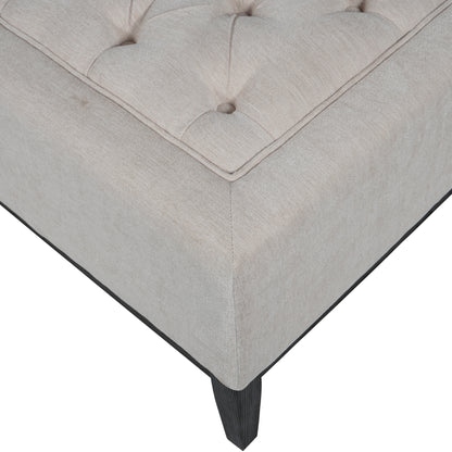 Theodore Buttoned XL Ottoman in Ivory Fabric