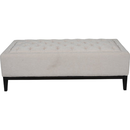 Theodore Buttoned XL Ottoman in Ivory Fabric