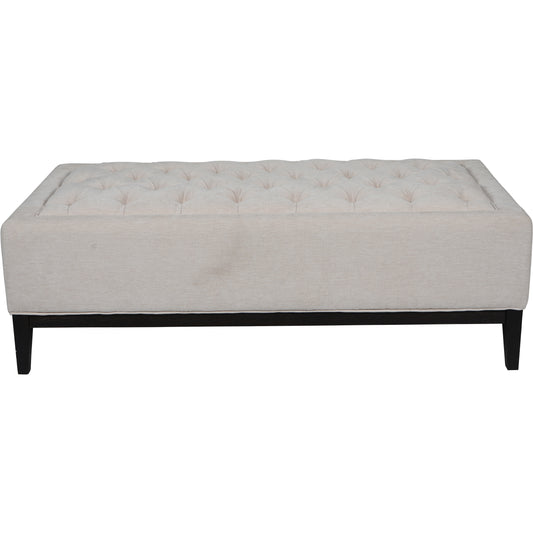 Theodore Buttoned XL Ottoman in Ivory Fabric