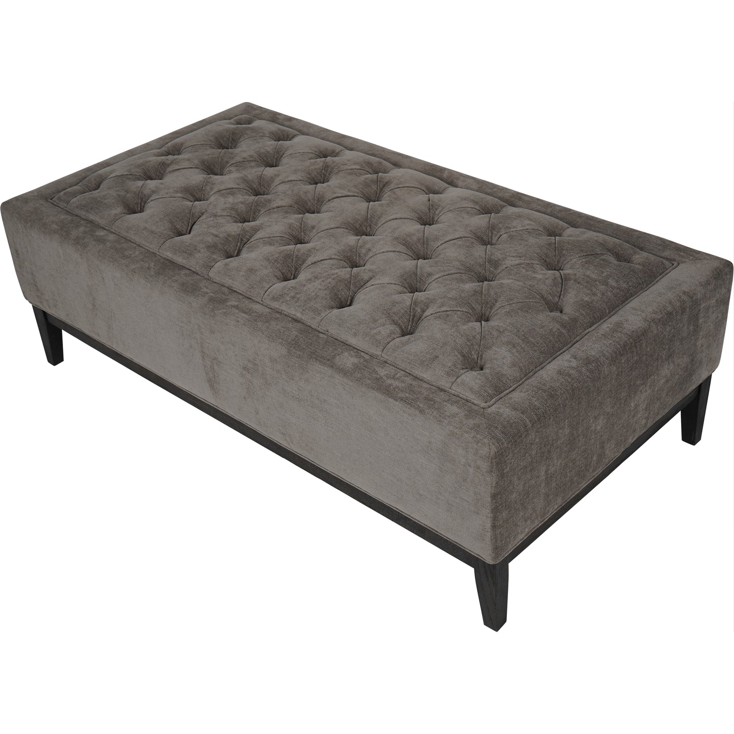 Theodore Buttoned XL Ottoman in Warm Grey Fabric
