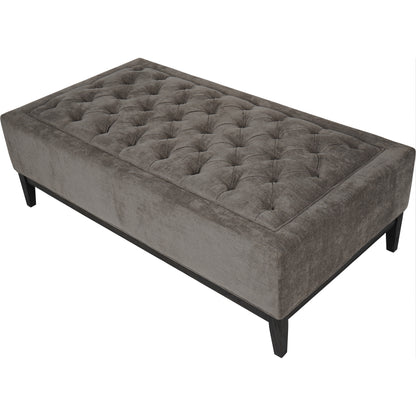 Theodore Buttoned XL Ottoman in Warm Grey Fabric