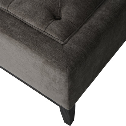 Theodore Buttoned XL Ottoman in Warm Grey Fabric