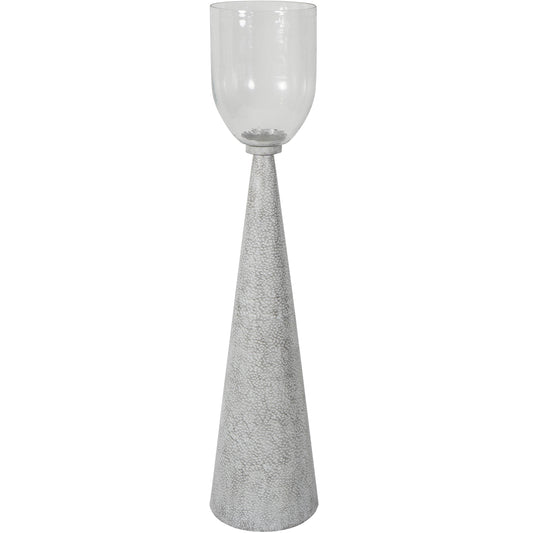 Sandbanks Iron and Hammered Glass Hurricane Extra-Large 140cm Floor Chalk White