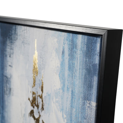 Urbanite Blue Distressed Foiled Framed Canvas