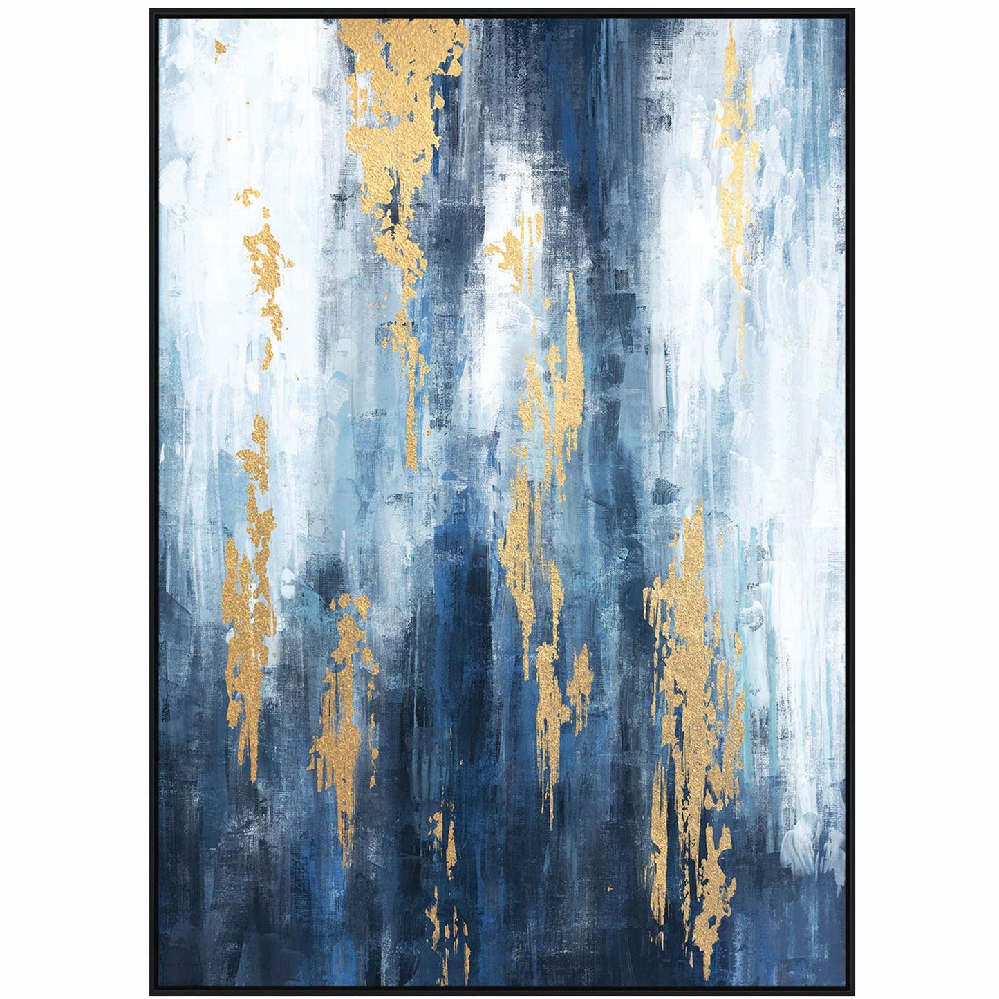Urbanite Blue Distressed Foiled Framed Canvas