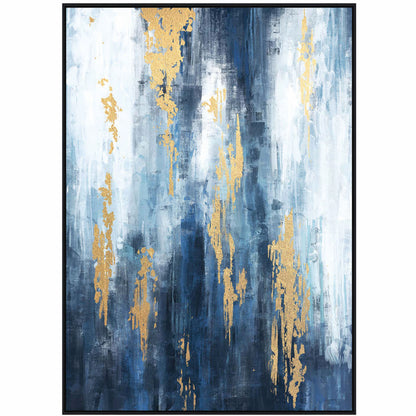 Urbanite Blue Distressed Foiled Framed Canvas
