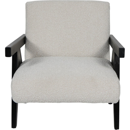 San Diego Wooden Frame Cream Boucle Armchair
