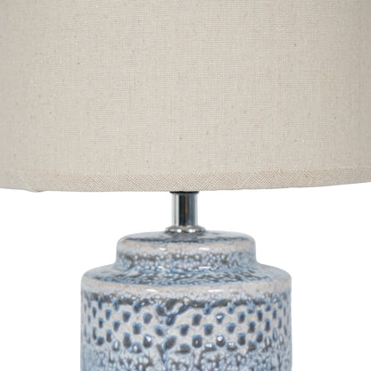 Stormy Sky Glaze Table Lamp  with Cream Drum Shade