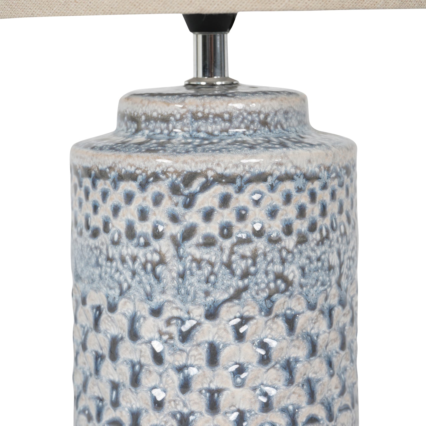 Stormy Sky Glaze Table Lamp  with Cream Drum Shade