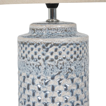 Stormy Sky Glaze Table Lamp  with Cream Drum Shade