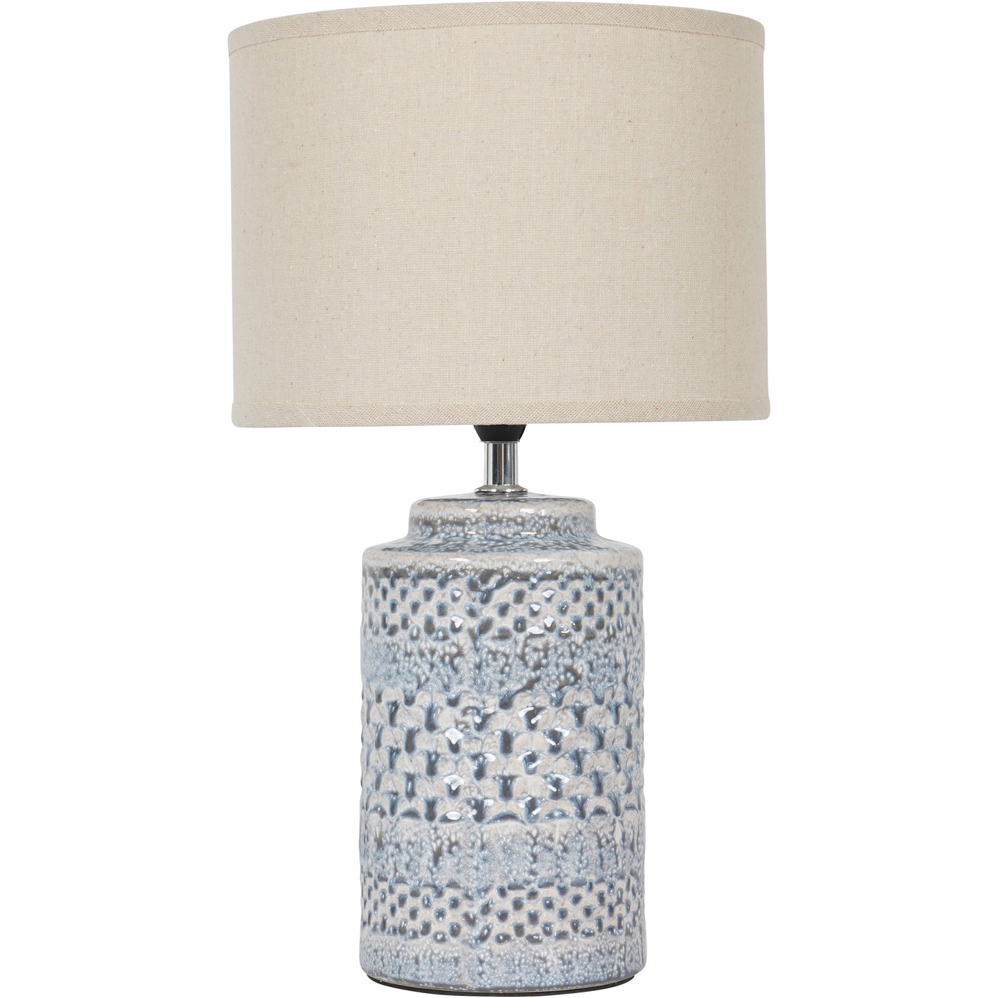 Stormy Sky Glaze Table Lamp  with Cream Drum Shade