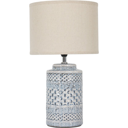 Stormy Sky Glaze Table Lamp  with Cream Drum Shade