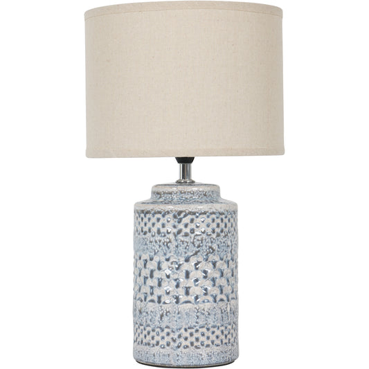 Stormy Sky Glaze Table Lamp  with Cream Drum Shade