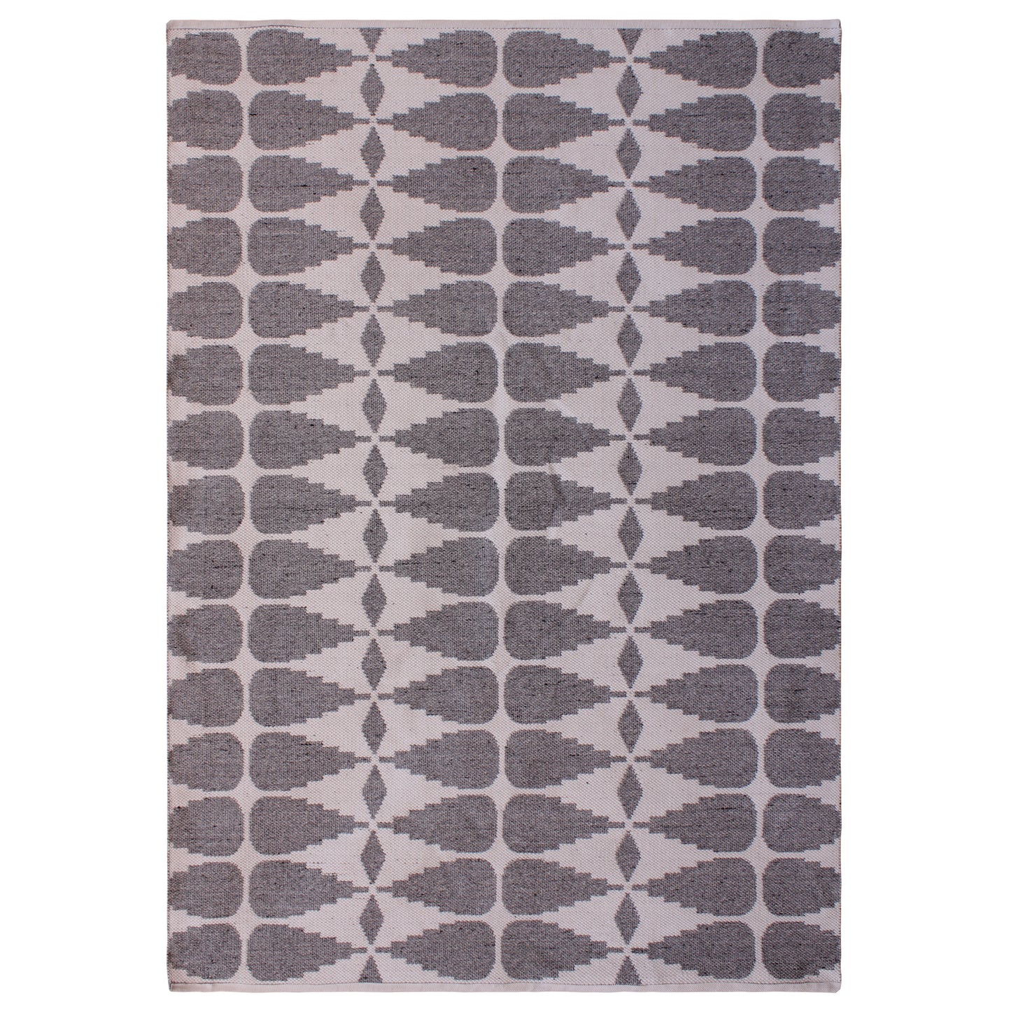Ayudar Jacquard Woven Ivory Grey & Charcoal PET Rug