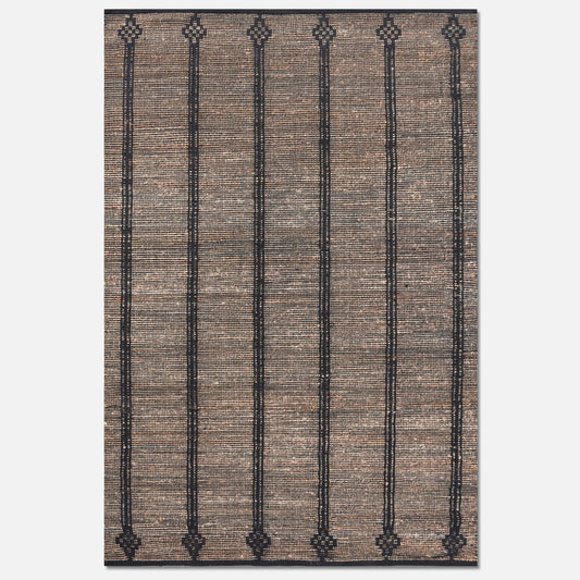 Bosho Hand Woven Natural & Charcoal Jute and Cotton Rug