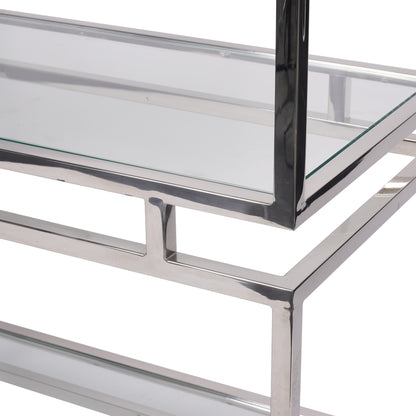 Abington Stainless Steel Frame and Clear Glass Large Display Unit