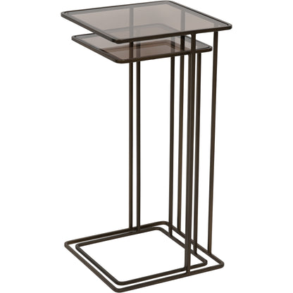 Salzburg Set of 2 Glass and Metal Side Tables
