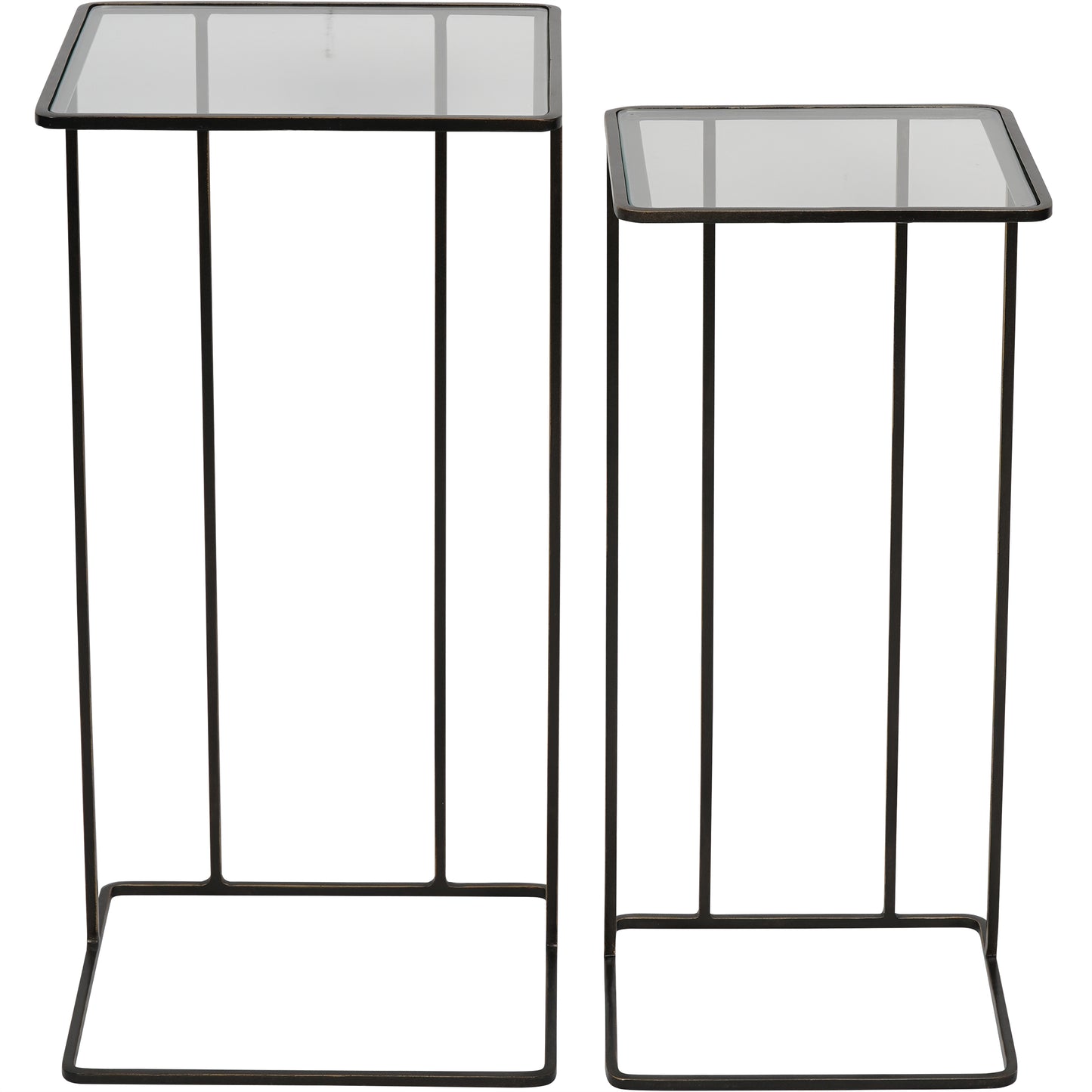 Salzburg Set of 2 Glass and Metal Side Tables