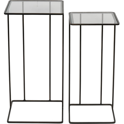 Salzburg Set of 2 Glass and Metal Side Tables