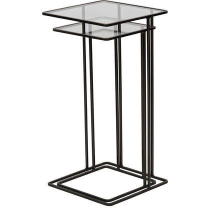 Salzburg Set of 2 Glass and Metal Side Tables