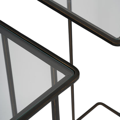 Salzburg Set of 2 Glass and Metal Side Tables