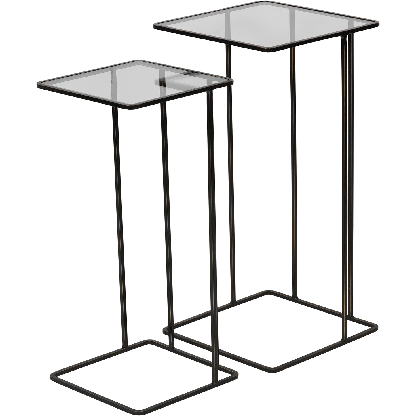 Salzburg Set of 2 Glass and Metal Side Tables