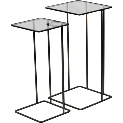 Salzburg Set of 2 Glass and Metal Side Tables