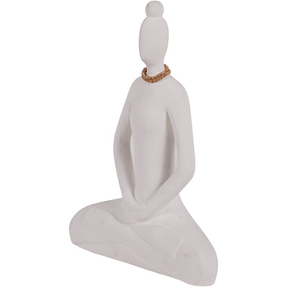 Hand Carved  Yoga Lady White  Small