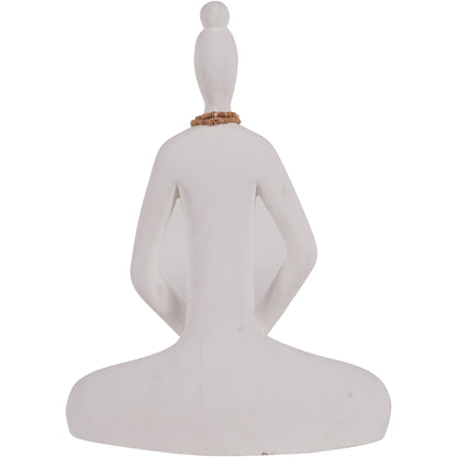Hand Carved  Yoga Lady White  Small