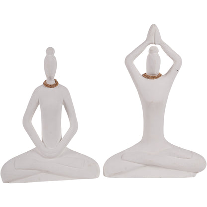 Hand Carved  Yoga Lady White  Small