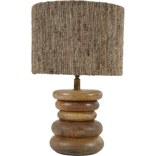 Leon Solid Wood Table Lamp with Silk Jute Shade