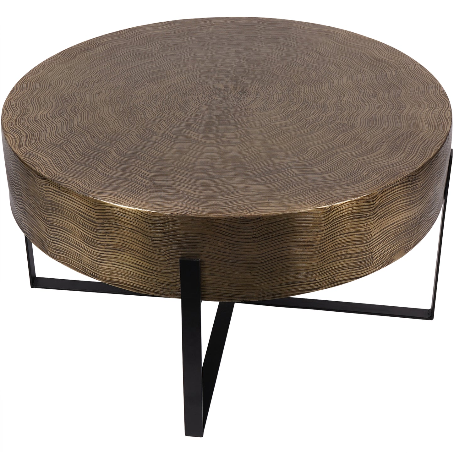 Santa Cruz Etched Brass Finish Coffee Table 82cm