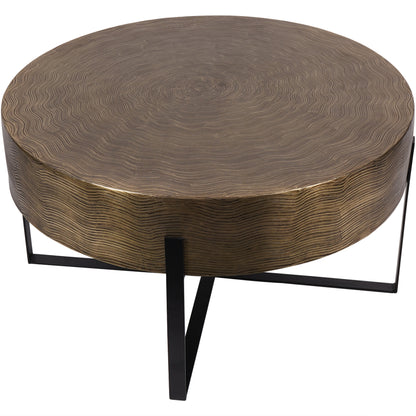 Santa Cruz Etched Brass Finish Coffee Table 82cm