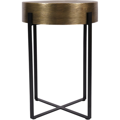 Santa Cruz Etched Brass Finish Side Table