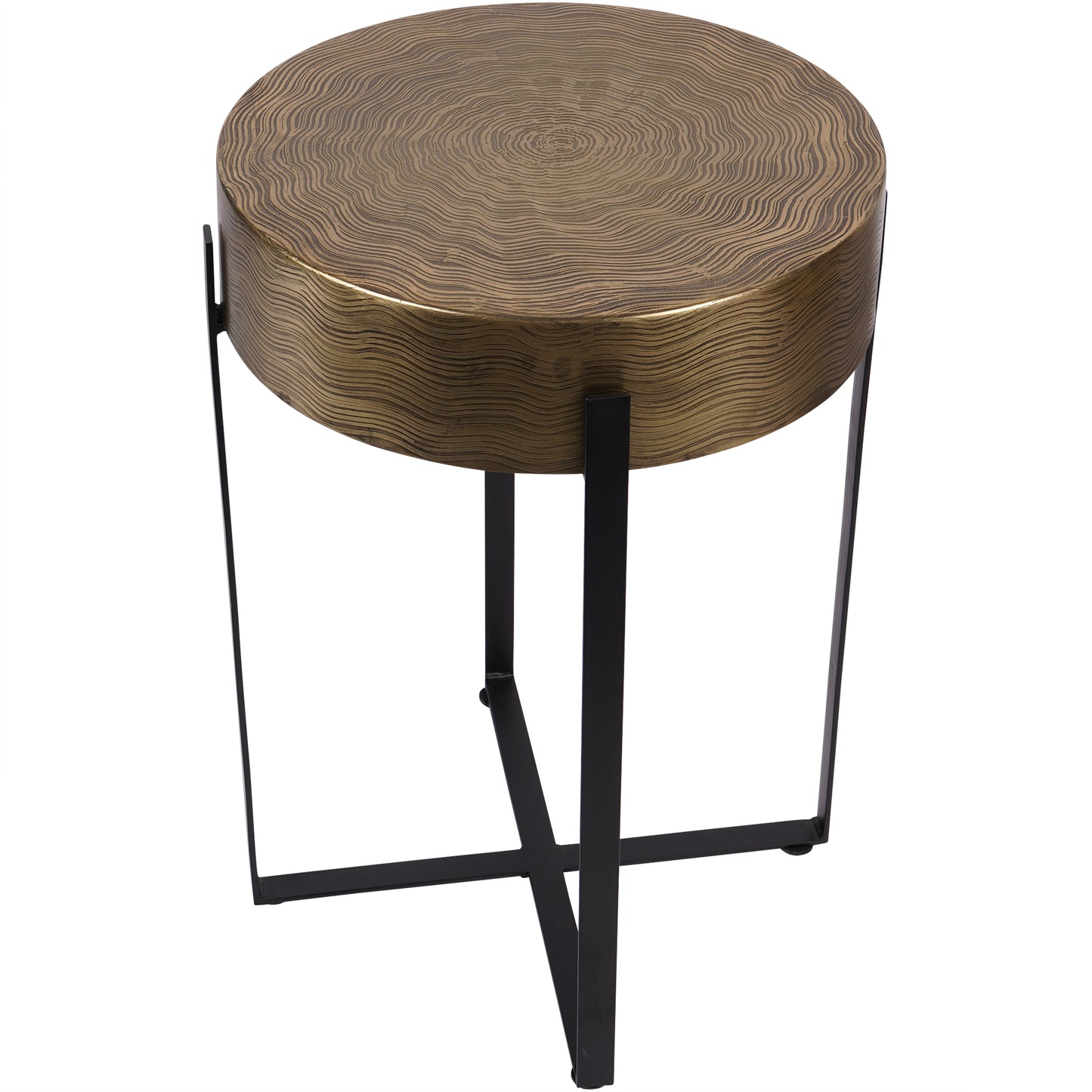 Santa Cruz Etched Brass Finish Side Table