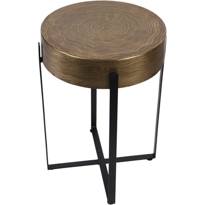 Santa Cruz Etched Brass Finish Side Table