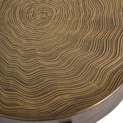 Santa Cruz Etched Brass Finish Side Table