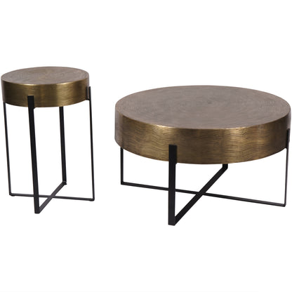 Santa Cruz Etched Brass Finish Side Table